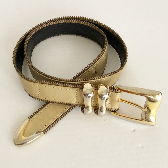 St. Maarten Leather Belt Zipper Accent Sz M
